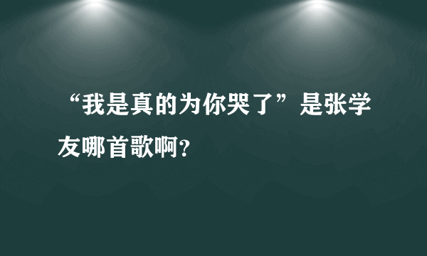 “我是真的为你哭了”是张学友哪首歌啊？