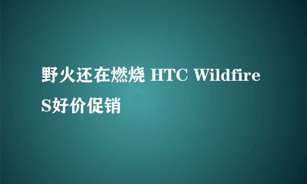 野火还在燃烧 HTC Wildfire S好价促销