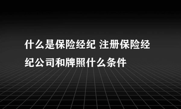 什么是保险经纪 注册保险经纪公司和牌照什么条件