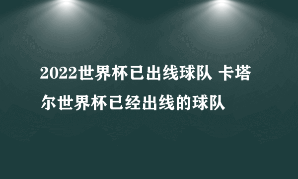 2022世界杯已出线球队 卡塔尔世界杯已经出线的球队