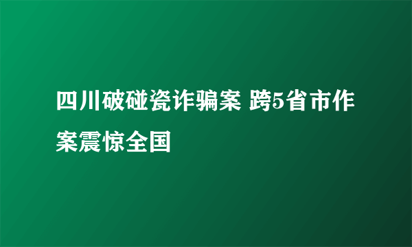 四川破碰瓷诈骗案 跨5省市作案震惊全国