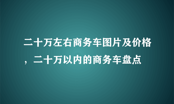 二十万左右商务车图片及价格，二十万以内的商务车盘点