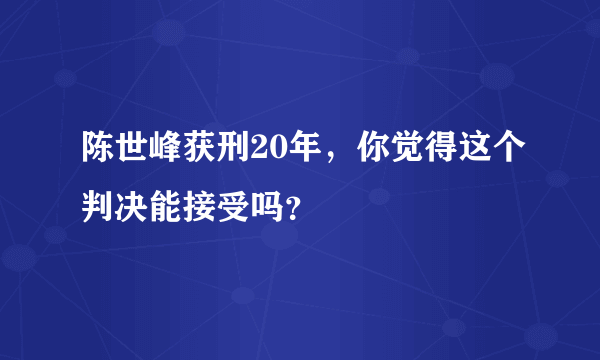 陈世峰获刑20年，你觉得这个判决能接受吗？