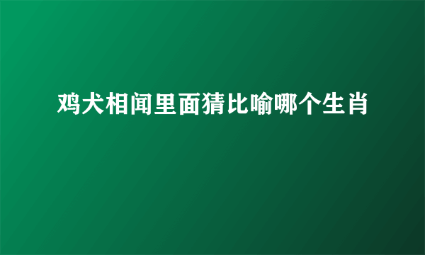 鸡犬相闻里面猜比喻哪个生肖