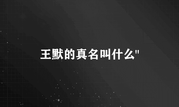 王默的真名叫什么