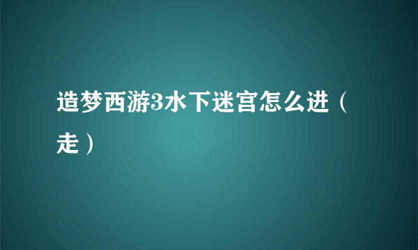 造梦西游3水下迷宫怎么进（走）