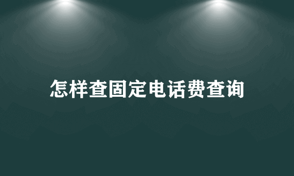 怎样查固定电话费查询