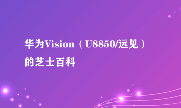 华为Vision（U8850/远见）的芝士百科