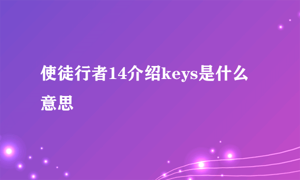 使徒行者14介绍keys是什么意思