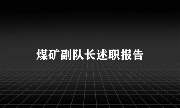 煤矿副队长述职报告