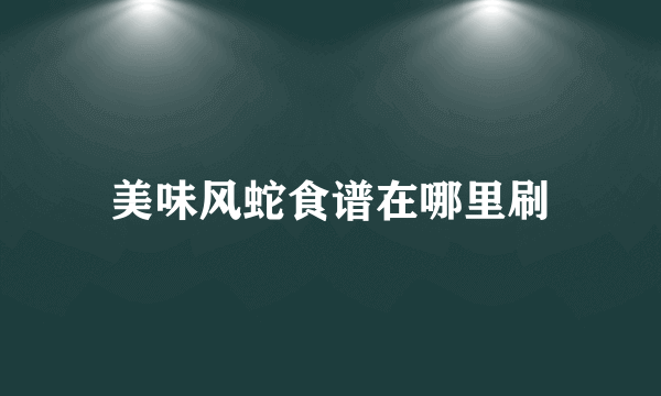 美味风蛇食谱在哪里刷