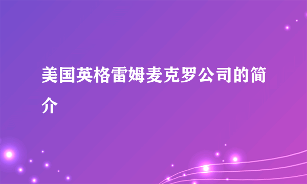 美国英格雷姆麦克罗公司的简介