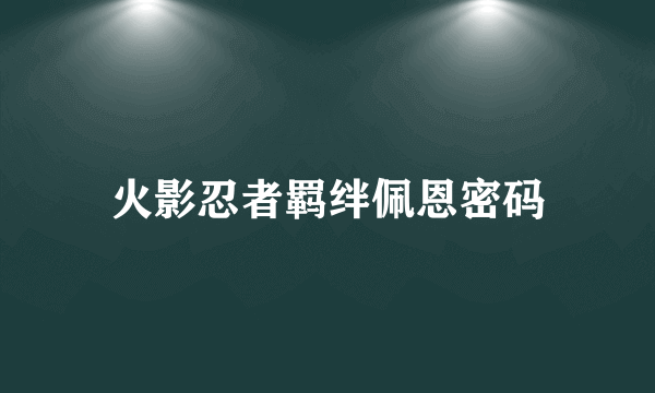 火影忍者羁绊佩恩密码