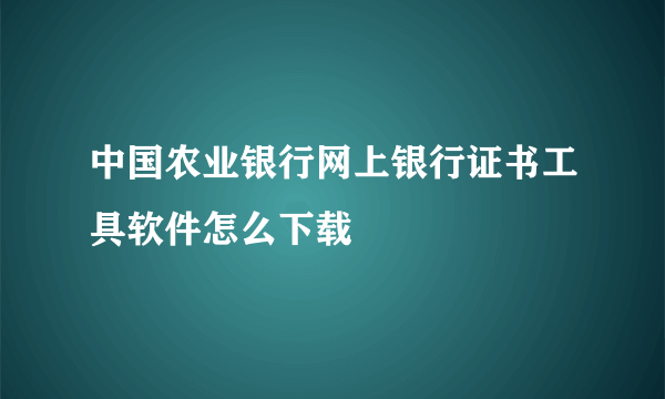 中国农业银行网上银行证书工具软件怎么下载