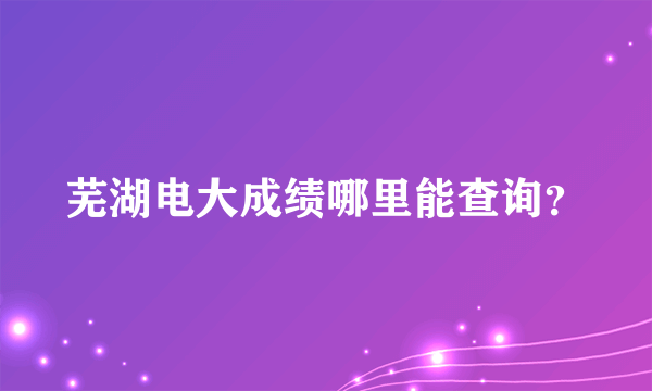 芜湖电大成绩哪里能查询？