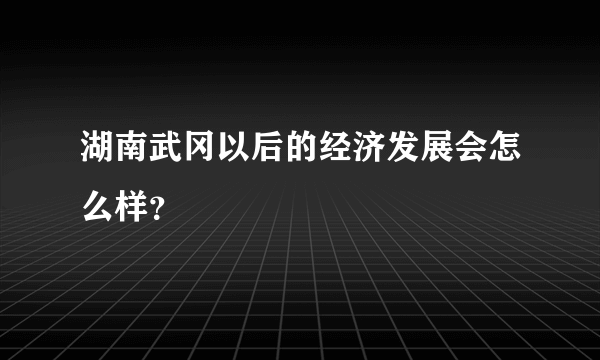 湖南武冈以后的经济发展会怎么样？