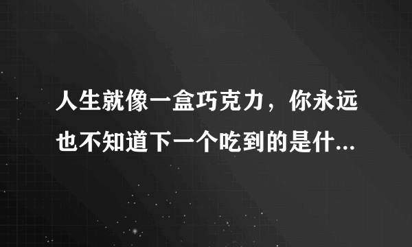 人生就像一盒巧克力，你永远也不知道下一个吃到的是什么味道。是什么意思？