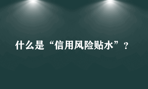 什么是“信用风险贴水”？