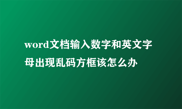 word文档输入数字和英文字母出现乱码方框该怎么办