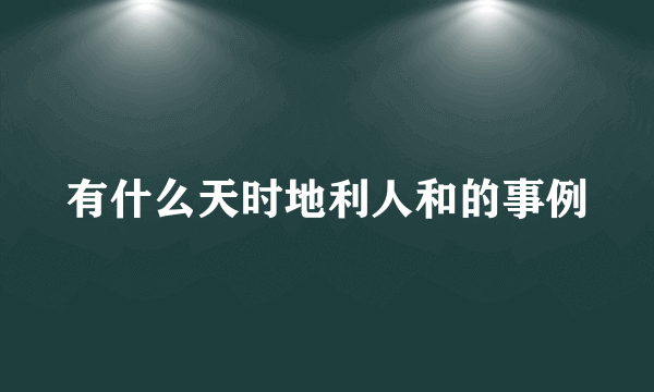 有什么天时地利人和的事例