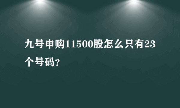 九号申购11500股怎么只有23个号码？