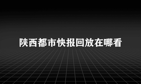 陕西都市快报回放在哪看