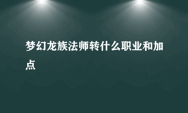 梦幻龙族法师转什么职业和加点