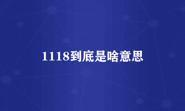 1118到底是啥意思