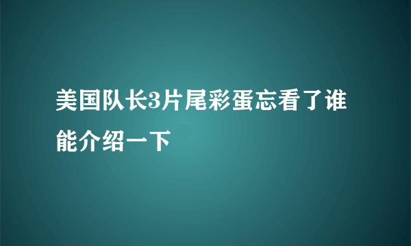 美国队长3片尾彩蛋忘看了谁能介绍一下