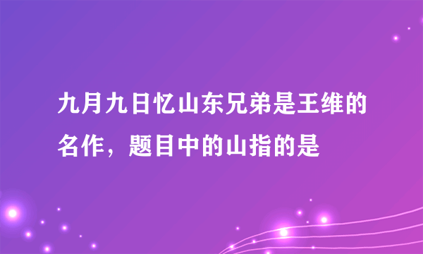 九月九日忆山东兄弟是王维的名作，题目中的山指的是