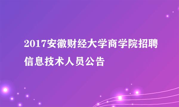 2017安徽财经大学商学院招聘信息技术人员公告