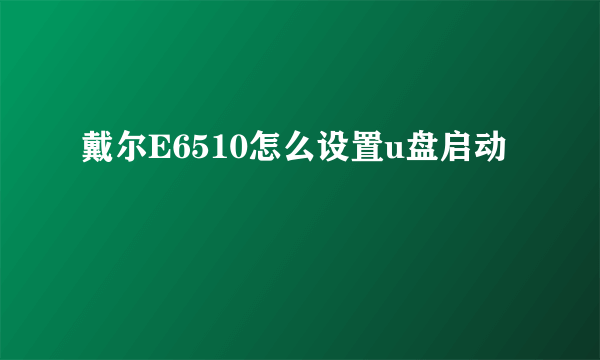 戴尔E6510怎么设置u盘启动