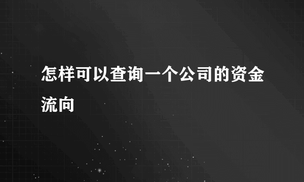 怎样可以查询一个公司的资金流向