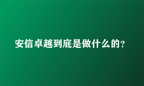 安信卓越到底是做什么的？