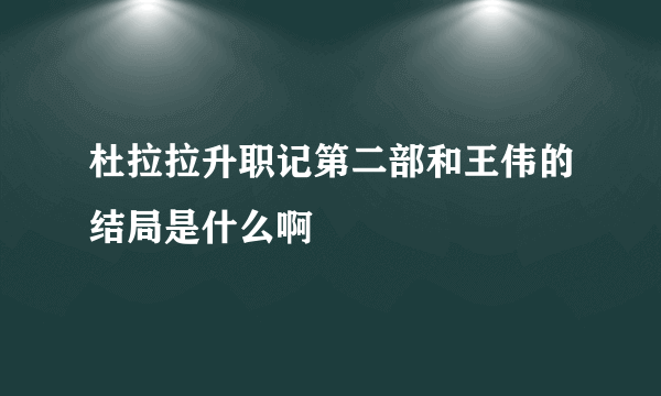 杜拉拉升职记第二部和王伟的结局是什么啊