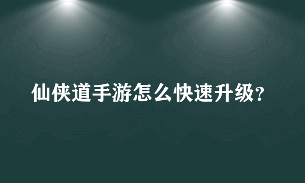 仙侠道手游怎么快速升级？