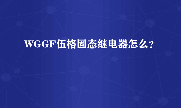 WGGF伍格固态继电器怎么？