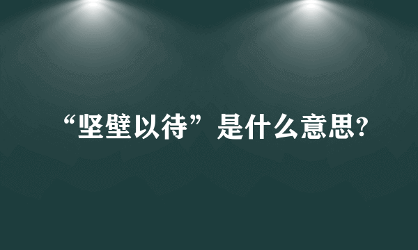 “坚壁以待”是什么意思?