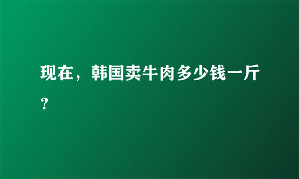 现在，韩国卖牛肉多少钱一斤？