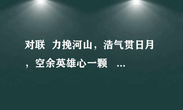 对联  力挽河山，浩气贯日月，空余英雄心一颗         下联