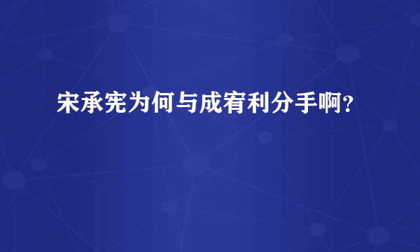 宋承宪为何与成宥利分手啊？