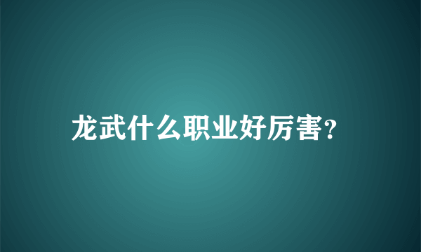 龙武什么职业好厉害？