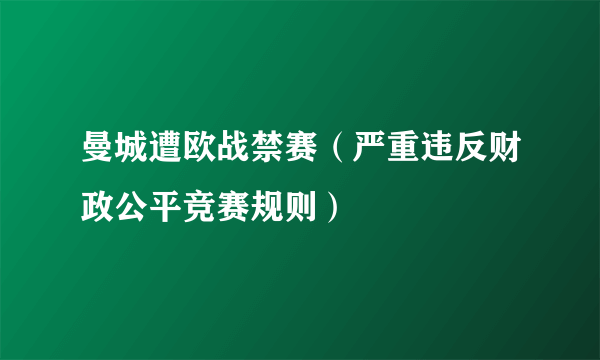 曼城遭欧战禁赛（严重违反财政公平竞赛规则）