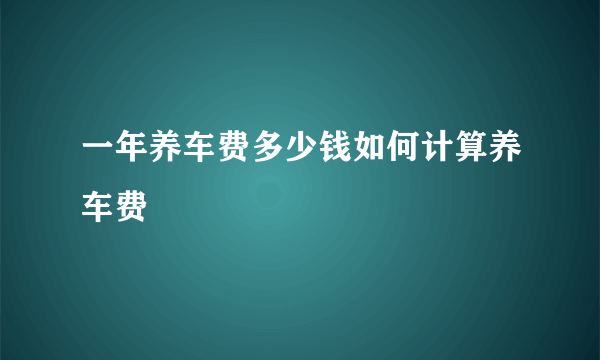 一年养车费多少钱如何计算养车费