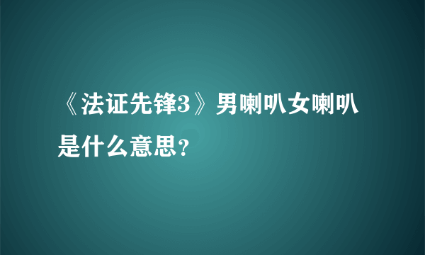 《法证先锋3》男喇叭女喇叭是什么意思？