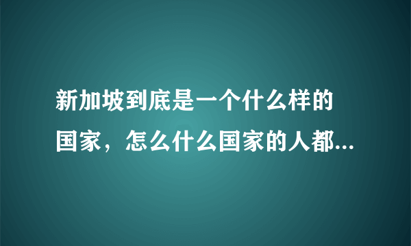 新加坡到底是一个什么样的 国家，怎么什么国家的人都 有，而且总理还是中国人！ 有点纳闷呢！难道是各国