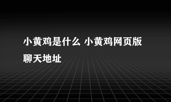 小黄鸡是什么 小黄鸡网页版聊天地址