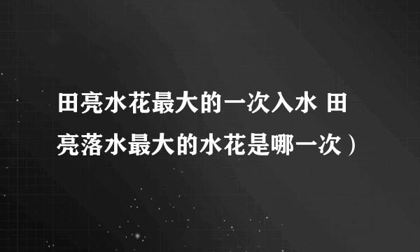 田亮水花最大的一次入水 田亮落水最大的水花是哪一次）