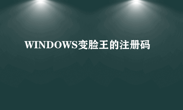 WINDOWS变脸王的注册码