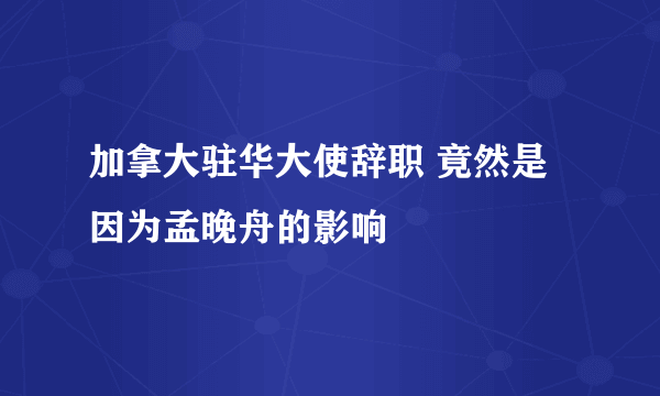 加拿大驻华大使辞职 竟然是因为孟晚舟的影响